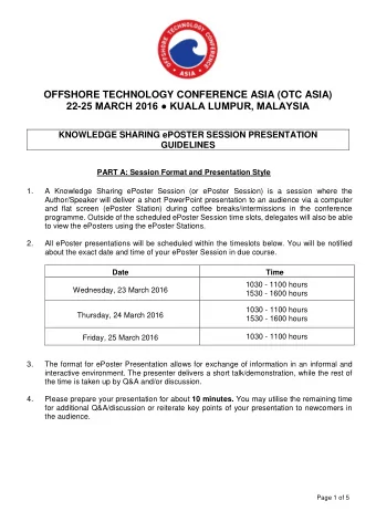 OFFSHORE TECHNOLOGY CONFERENCE ASIA (OTC ASIA) 22- 25 MARCH 2016  KUALA LUMPUR, MALAYSIA
