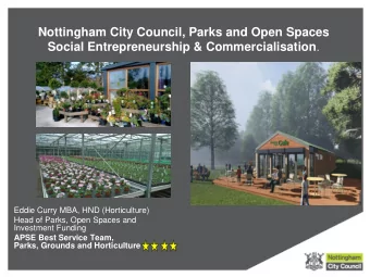 Social Entrepreneurship &amp; Commercialisation .  Eddie Curry MBA, HND (Horticulture)  Head of