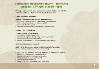 Commu  Community  nity Wood  oodland  land Netw  Networ  ork k  Wor  orkshop  kshop  Agenda