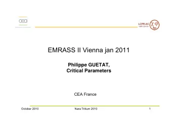 EMRASS II Vienna jan 2011  Philippe GUETAT,  Critical Parameters  CEA France  October 2010  Nara