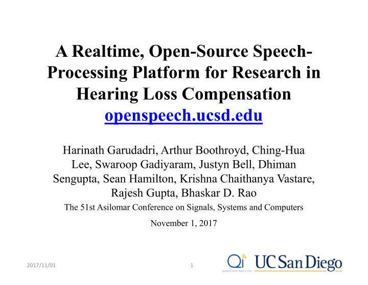 a realtime open source speech processing platform for