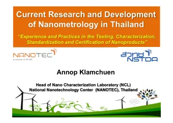 Current Research and Development of Nanometrology in Thailand  Experience and Practices in the