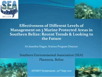 Effectiveness of Different Levels of  Management on 3 Marine Protected Areas in  Southern Belize: