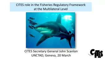 CITES role in the Fisheries Regulatory Framework  at the Multilateral Level  CITES Secretary