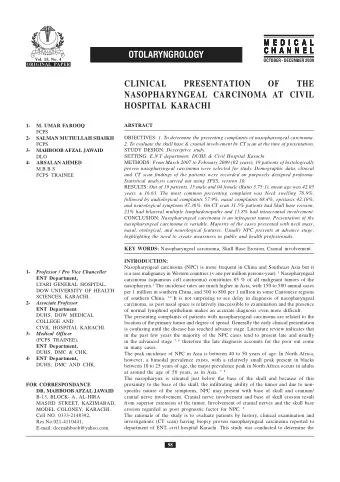 OTOLARYNGROLOGY  Vol. 15, No. 4  OCTOBER - DECEMBER 2009  ORIGINAL PAPER  CLINICAL  PRESENTATION