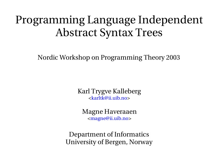 programming language independent abstract syntax trees