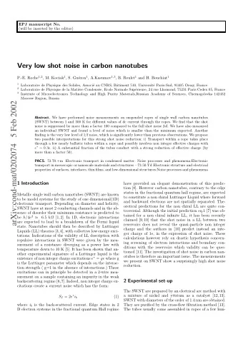 arXiv:cond-mat/0202074   5 Feb 2002 Abstract. We have performed noise measurements on suspended