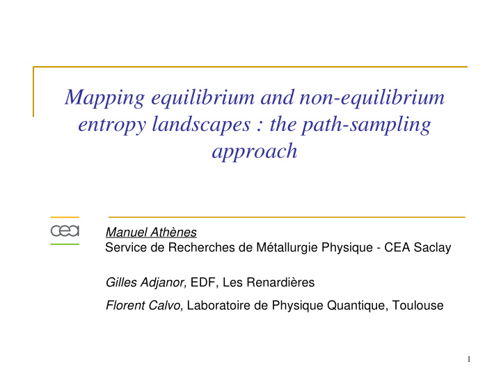 mapping equilibrium and non equilibrium entropy