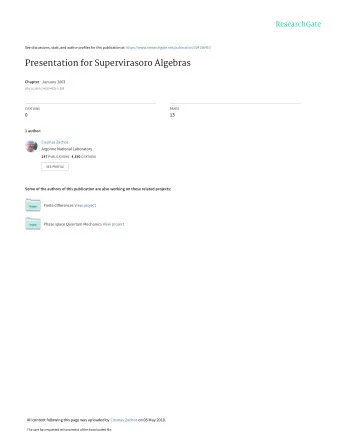 Presentation for Supervirasoro Algebras Chapter  January 2003  DOI: 10.1007/1-4020-4522-0_395