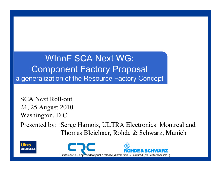 a generalization of the resource factory concept sca next