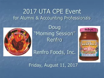 2017 UTA CPE Event  for Alumni &amp; Accounting Professionals  Doug  Morning Session  Renfro