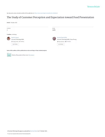 The Study of Customer Perception and Expectation toward Food Presentation Article  October 2018