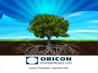 Investor Presentation  September 2016  Safe Harbor This presentation and the accompanying slides