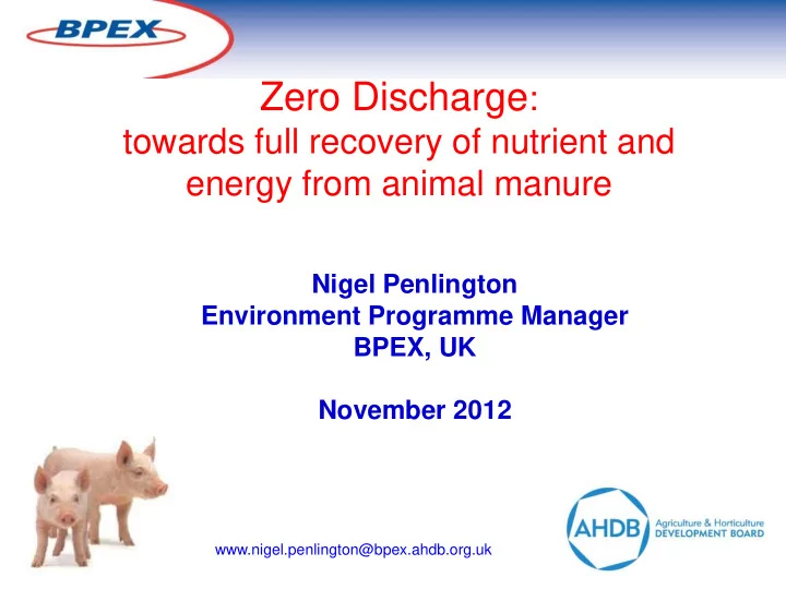 zero discharge why