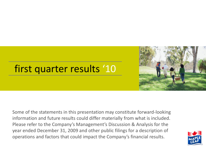 first quarter results 10