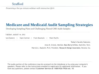 Medicare and Medicaid Audit Sampling Strategies  Developing Sampling Plans and Challenging Flawed