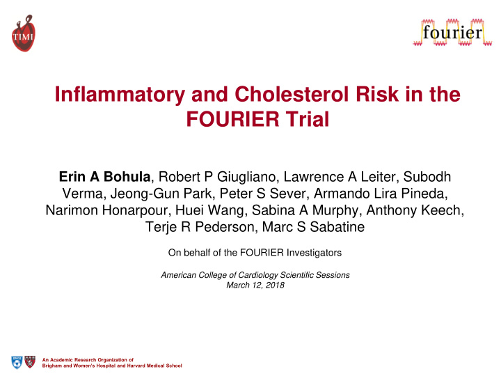 inflammatory and cholesterol risk in the