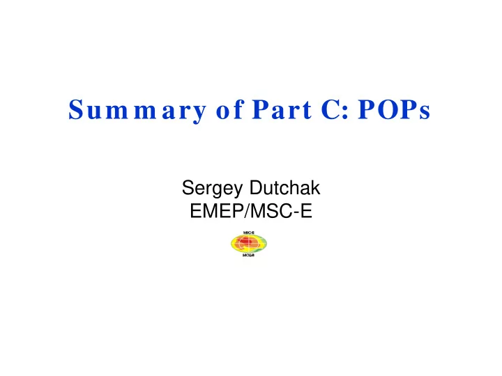 sum m ary of part c pops