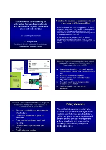 Policy elements  measures for management of co-  -processing of  processing of  measures for