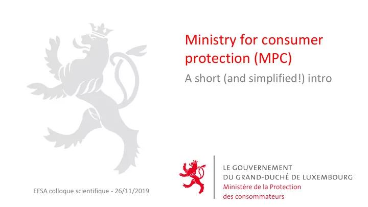 ministry for consumer protection mpc