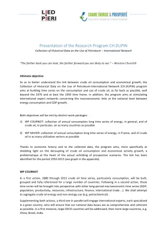 Presentation of the Research Program CH.DUPIN   Collection  of  Historical