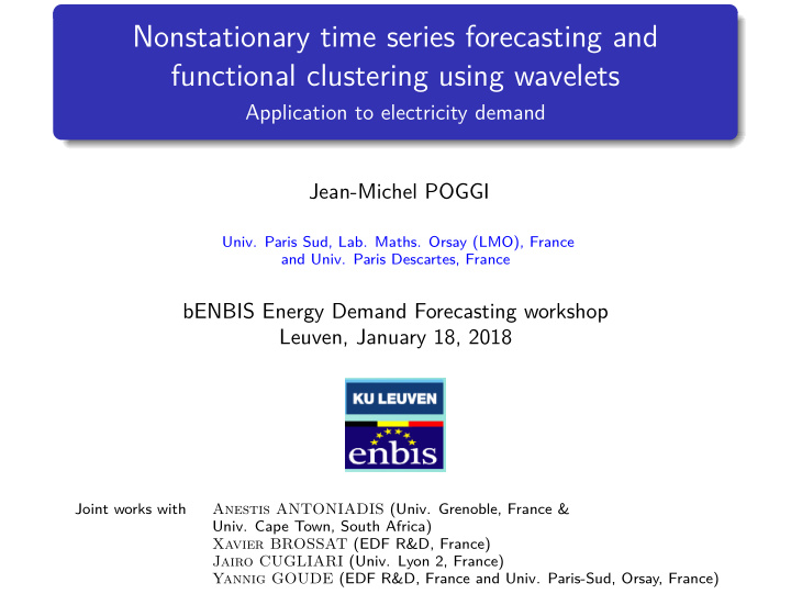 nonstationary time series forecasting and functional