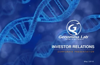 INVESTOR RELATIONS  C O R P O R A T E  P R E S E N T A T I O N  May  2019  SAFE HARBOR DISCLOSURE