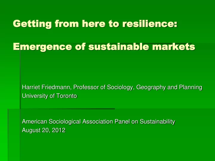 emergence emergence of sus of sustainable tainable