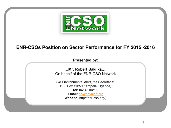 enr csos position on sector performance for fy 2015 2016