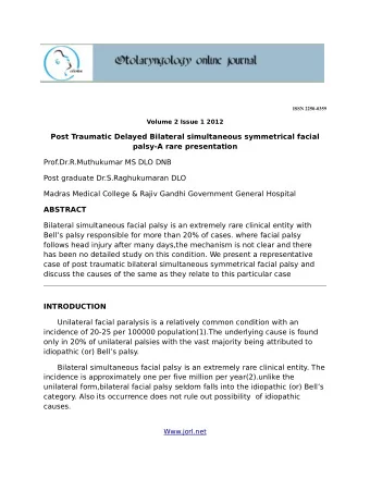 Post Traumatic Delayed Bilateral simultaneous symmetrical facial  palsy-A rare presentation