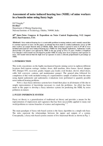 Assessment of noise induced hearing loss (NIHL) of mine workers  in a bauxite mine using fuzzy