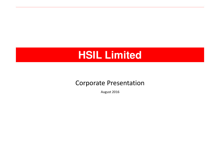 hsil limited