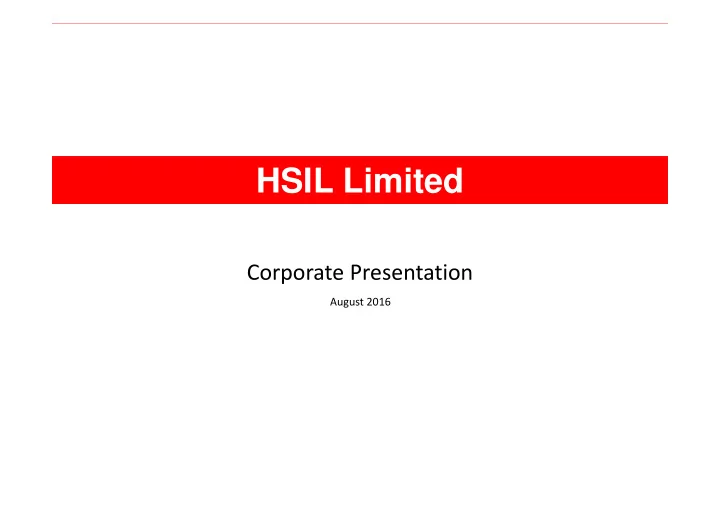 hsil limited