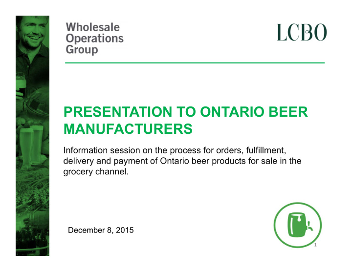 presentation to ontario beer manufacturers