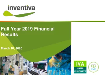 Full Year 2019 Financial  Results  March 10, 2020  DISCLAIMER  This document has been prepared by