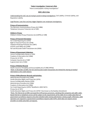 Todays Investigation, Tomorrows Risk:  How to avoid pitfalls in doing investigations