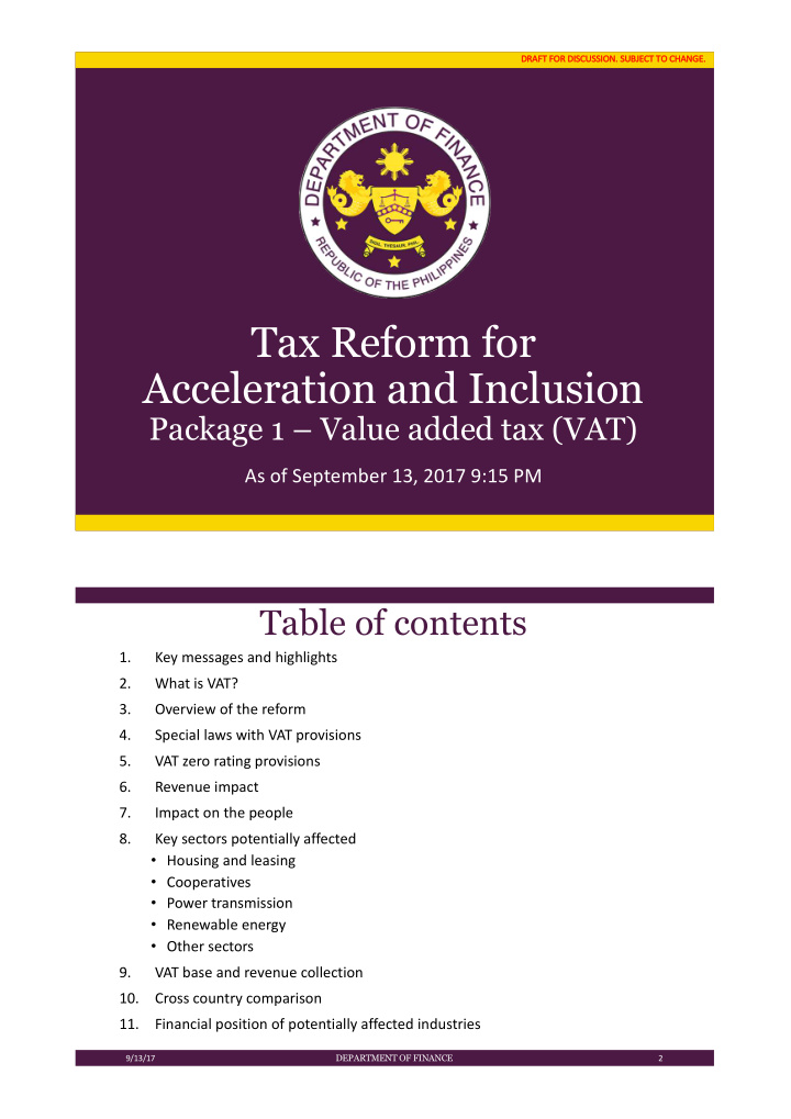 tax reform for acceleration and inclusion