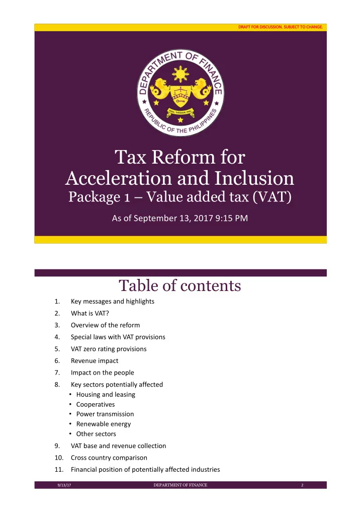 tax reform for acceleration and inclusion