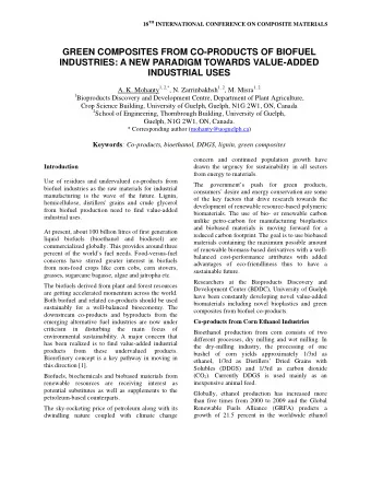 GREEN COMPOSITES FROM CO-PRODUCTS OF BIOFUEL  INDUSTRIES: A NEW PARADIGM TOWARDS VALUE-ADDED