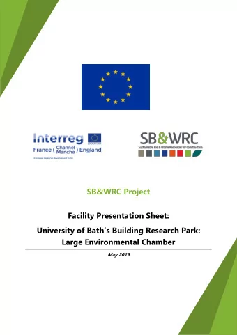 SB&amp;WRC Project  Facility Presentation Sheet: University of Baths Building Research Park :