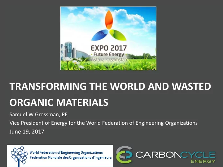 transforming the world and wasted