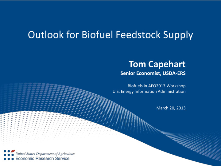 outlook for biofuel feedstock supply