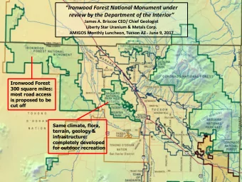 Ironwood Forest National Monument under  review by the Department of the Interior  James A.