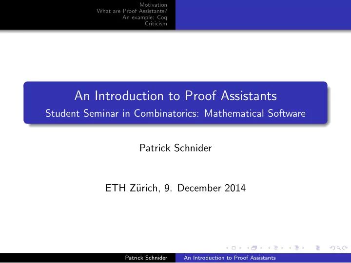 an introduction to proof assistants