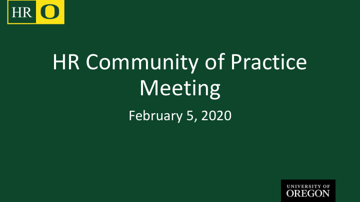 hr community of practice meeting