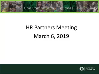 HR Partners Meeting  March 6, 2019  Register on the MyTrack Learning Module  Wellness Seminars for