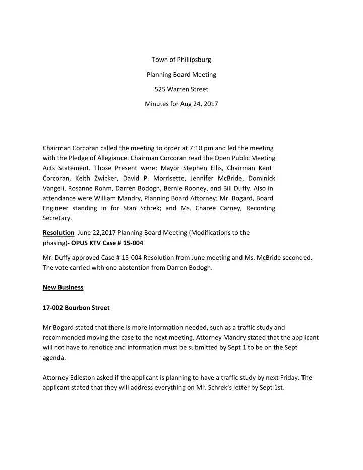 town of phillipsburg planning board meeting 525 warren