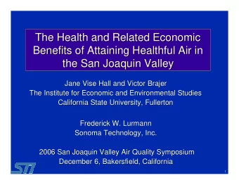 The Health and Related Economic  The Health and Related Economic  Benefits of Attaining Healthful