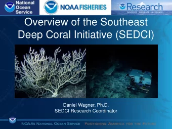 Overview of the Southeast  Deep Coral Initiative (SEDCI)  Daniel Wagner, Ph.D.  SEDCI Research