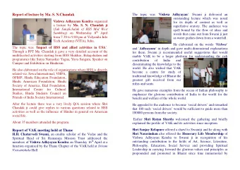 Report of lecture by Ma. S. N.Chandak  outstanding lecture which was noted Vishwa Adhyayan Kendra